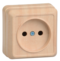 OKTAVA Розетка 1-местная без заземления для открытой установки 10А РС20-2-ОС сосна GENERICA