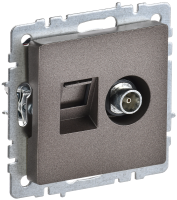 BRITE Розетка двойная TV+RJ45 кат.5E РТВ/РК12-БрТБ темная бронза IEK