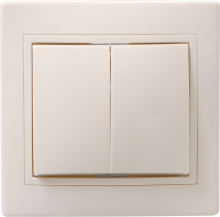 KVARTA Выключатель 2-клавишный 10А кер. ВС10-2-0-Км кремовый GENERICA