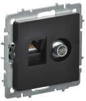 BRITE Розетка двойная TV+RJ45 кат.5E РТВ/РК12-БрЧ черный IEK