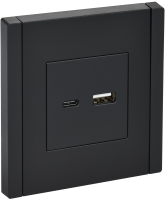 FORTE&PIANO Розетка USB A+C 18Вт FP151 черный IEK