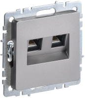 BRITE Розетка двойная RJ11+RJ45 кат.5E РК/Т12-БрС сталь IEK