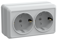 OKTAVA Розетка 2-местная с заземлением с защитными шторками для открытой установки 16А РСш22-3-ОБ белый GENERICA