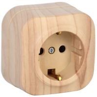 GLORY Розетка 1-местная для открытой установки с заземлением без защитных шторок 16А РС20-3-ХС сосна IEK