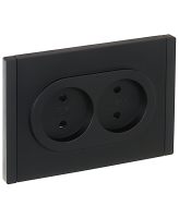 FORTE&PIANO Розетка 2-местная без заземления с защитными шторками безвинтовое крепление 10А FP125 черный IEK