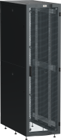 ITK LINEA S Шкаф серверный 19" 48U 600х1000мм передняя дверь двухстворчатая перфорированная задняя дверь перфорированная черный RAL 9005