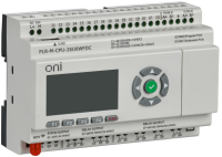 Микро ПЛК ONI. Расширяемая версия. Со встроенным экраном. 16 дискретных входов (4 как 0-20мА, 8 как 0-10В, 4 до 60кГц), 2 транзисторных выхода до 10кГц, 8 релейных выходов. RTC. SD карта. 2хRS485. Ethernet. WiFi. Напряжение питания 24В DC