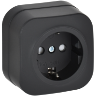 GLORY Розетка 1-местная для открытой установки с заземлением с защитными шторками 16А РСш20-3-ХЧм черный матовый IEK