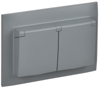 SKANDY Розетка 2-местная и крышкой 16А в сборе IP44 SK-R12Gr серый IEK