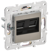 SKANDY Розетка компьютерная двойная RJ45 кат.6 SK-K04N металл никель IEK