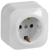 GLORY Розетка 1-местная для открытой установки с заземлением без защитных шторок 16А РС20-3-ХБ белый IEK