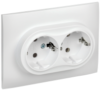 SKANDY Розетка 2-местная с заземлением без защитных шторок 16А в сборе SK-R08W арктический белый IEK