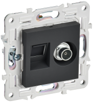 SKANDY Розетка двойная TV+RJ45 кат.6 SK-A15G графит IEK