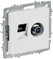 BRITE Розетка двойная TV+RJ45 кат.5E РТВ/РК12-БрАБ арктический белый IEK