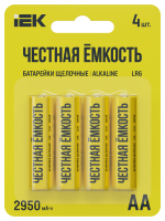 Батарейка щелочная Alkaline LR06/AA (4шт/блистер) IEK