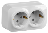 GLORY Розетка 2-местная для открытой установки с заземлением с защитными шторками 16А РСш22-3-ХБ белый IEK