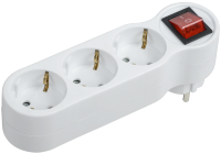 Тройник Т-01/03В 3 места с заземлением 16А с выключателем белый IEK