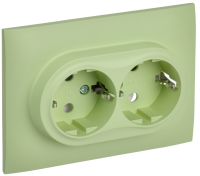 SKANDY Розетка 2-местная с заземлением без защитных шторок 16А в сборе SK-R08G мятный IEK