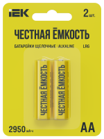 Батарейка щелочная Alkaline LR06/AA (2шт/блистер) IEK
