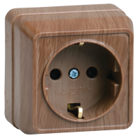 OKTAVA Розетка 1-местная с заземлением для открытой установки 16А РС20-3-ОД дуб GENERICA