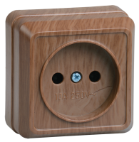 OKTAVA Розетка 1-местная без заземления для открытой установки 10А РС20-2-ОД дуб GENERICA
