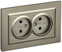 BRITE Розетка 2-местная без заземления без защитных шторок 10А в сборе РС12-2-БрШ шампань IEK