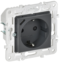 SKANDY Розетка с заземлением с защитными шторками 16А с USB C 18Вт SK-R17T титан IEK