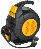 TWIST Катушка УК10 4 места с заземлением 3х1,5мм2 с автосмоткой кабеля 10м IEK