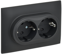 SKANDY Розетка 2-местная с заземлением с защитными шторками 16А в сборе SK-R07G графит IEK