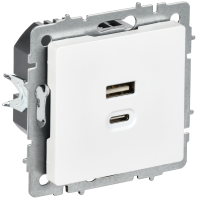 BRITE Розетка USB A+C 45Вт высокоскоростная зарядка РЮ11-2-БрАБ арктический белый IEK