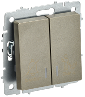 BRITE Выключатель 2-клавишный с индикацией для отелей 10А ВС10-2-9-БрШ шампань IEK