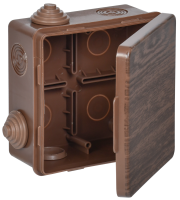 Коробка распаячная КМ для открытой проводки с откидной крышкой 100х100х50мм IP54 8 гермовводов дуб IEK