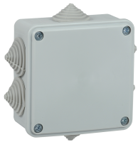 Коробка распаячная КМ для открытой проводки безгалогенная (HF) 100х100х45мм IP44 6 вводов серая IEK