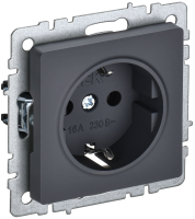 BRITE Розетка 1-местная с заземлением без защитных шторок 16А РС11-1-0-БрГ графит IEK