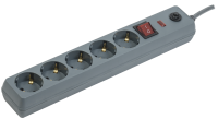 Сетевой фильтр СФ-05К 5 мест с заземлением 5м 3х1мм2 16А/250В серый IEK