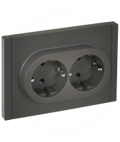 FORTE&PIANO Розетка 2-местная с заземлением с защитными шторками безвинтовое крепление 16А FP323 серый IEK