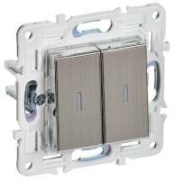 SKANDY Выключатель 2-клавишный проходной с индикацией 10А SK-V10N металл никель IEK