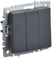 BRITE Выключатель 3-клавишный 10А ВС10-3-0-БрГ графит IEK