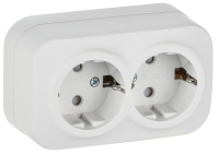 GLORY Розетка 2-местная для открытой установки с заземлением с защитными шторками 16А РСш22-3-ХБм белый матовый IEK