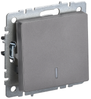 BRITE Выключатель 1-клавишный с индикацией 10А ВС10-1-1-БрС сталь IEK