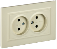 BRITE Розетка 2-местная без заземления без защитных шторок 10А в сборе РС12-2-БрКр бежевый IEK