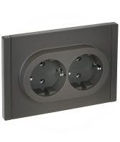 FORTE&PIANO Розетка 2-местная с заземлением без защитных шторок безвинтовое крепление 16А FP324 серый IEK