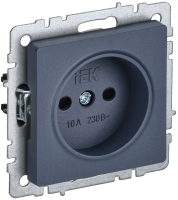 BRITE Розетка 1-местная без заземления с защитными шторками 10А РСш10-2-БрМ маренго IEK