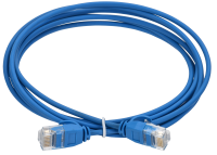 ITK Коммутационный шнур (патч-корд) кат.5E UTP LSZH 1м slim колпачок с язычком синий