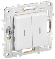 SKANDY Выключатель 2-клавишный проходной с индикацией 10А SK-V10W арктический белый IEK