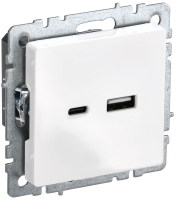 BRITE Розетка USB A+C 18Вт РЮ11-1-БрБ белый IEK