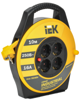 Катушка УК10 4 места с заземлением с термозащитой 3х1,5мм2 "Industrial" 10м IEK