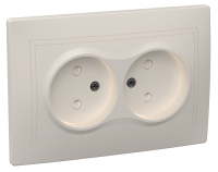 KVARTA Розетка 2-местная без заземления с защитными шторками 10А РСш12-2-ККм кремовый GENERICA