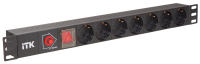 ITK PDU 7 розеток нем. стандарт, с LED выключателем и защитой от перенапряжения, без шнура, вх. C14, алюминиевый профиль
