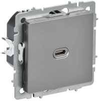 BRITE Розетка USB C 65Вт высокоскоростная зарядка РЮ12-1-БрС сталь IEK